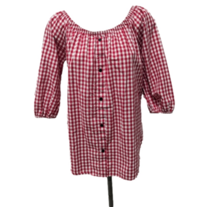 Red and white button down tunic top sz medium